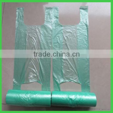 hdpe t shirt bags on roll,green