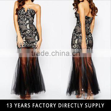 Hup classy evening dress Sexy sweetheart porn dress 2016 long evening fish cut lace dress with tulle bottom