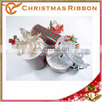 Wintery Pattern Wired Christmas Nastro For Ornaments Tree