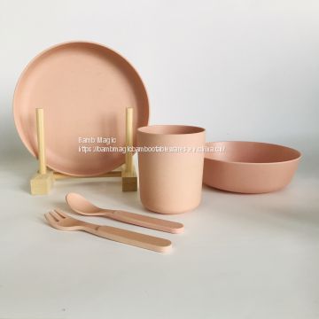 OEM BPA FREE BAMBOO FIBRE TABLE WARES – DINNERWARE SETS FIVE PIECES GIFT BOX