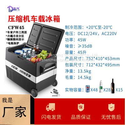 2021 new dual temperature zone independent refrigeration can reach minus 20 degrees 35L wholesale OEM compressor car refrigerator