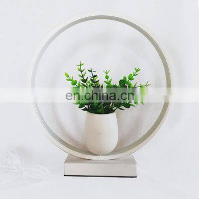 Modern Gift Home Deco Bedside Hall Round Desk Lampara Plant Accessory White Circle Led Table Lamps