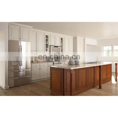 Custom American Simple Design Classic Flat Pack Glossy High Quality Solid Oak Wood Modern White Shaker Kitchen Cabinets