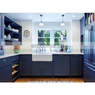 Australia Modular Modern Blue Luxury Lacquer Kitchen Cabinets Custom Shaker Design