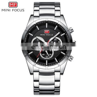 MINI FOCUS MF0170G Business Stainless Steel Watches For Men  24 Hours Men's Quartz Metal Fashion Wrist Watch
