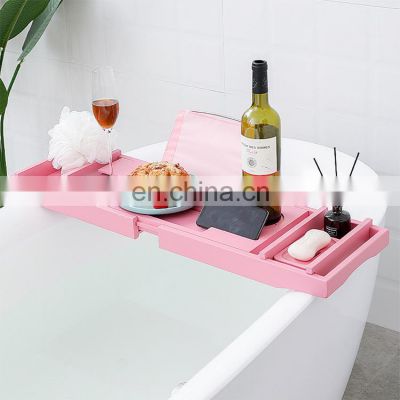 Unique Design High Quality Extending Side Leisure Bamboo Bathtub Caddy Tray
