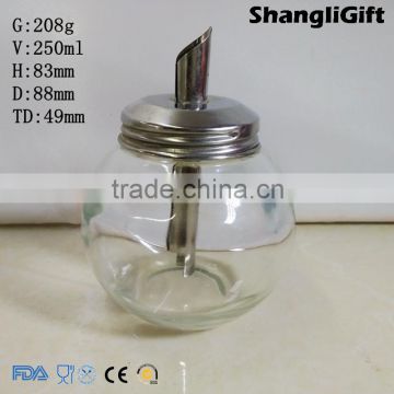 Ball Shaped Glass Jar 250ml Honey Jars With Special Matel Lids
