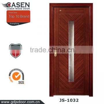 Stylish design ebony veneer engineered wood door with vision panel