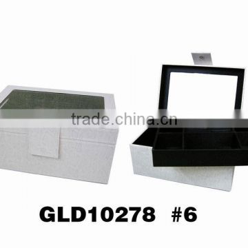 Chinese manufacturing wholesale white craft jewelry box with PVC window/magnetic snap/partition