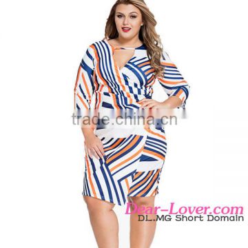 Multi Stripe Keyhole colored Wrap women plus size dresses