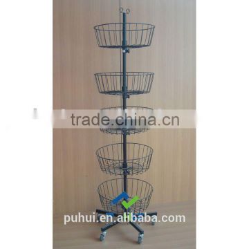 4 layer floor metal rotating basket display with great price                        
                                                Quality Choice