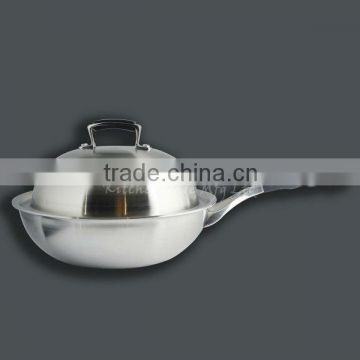 3 layers long handle SS18/10 wok
