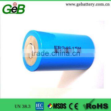 GEB 3.6v Li/SOCl2 lithium battery ER34615M 14AH D size power type