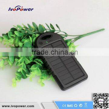 Hot Sale! High Capacity Portable Rechargerable 5000mAh Solar Power Bank