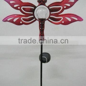 Metal painted dragonfly solar stake light