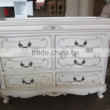 Antique French White Paint Mahogany Chest Of Drawers