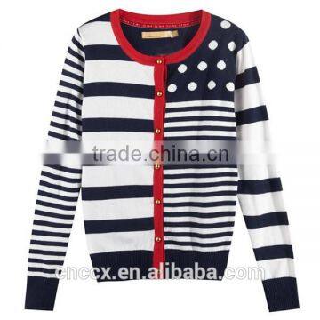 15STC6711 bamboo colorful striped sweater