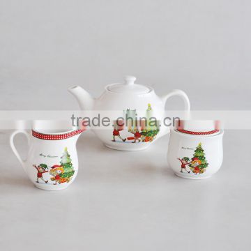 3 Piece Porcelain Christmas Tea Set