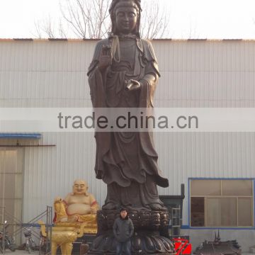 Large bronze standing kuan yin statue
