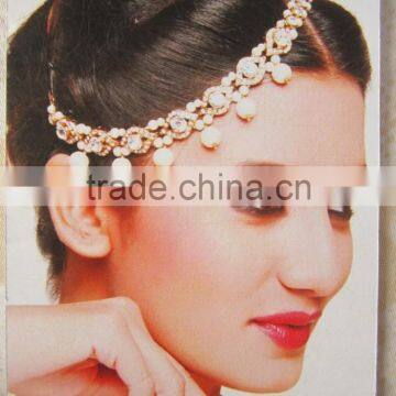 MATHAPATTI side passa TIKA pearl crystal hair accessory