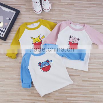 Summer Kids Boys Pokemon Pikachu Cartoon Cute Cotton Tops contract color T Shirt Basic Tee