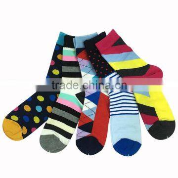 2017 Best Quality Men Colorful Happy Combed Cotton Dress Socks, High End Colorful Dress Socks