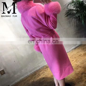 High Quality Rose Color Classic New Style Coat Women Handmade Wool Coat