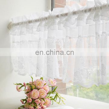 Wholesale American Village Style Kitchen Cafe White Sheer Finished Partition Half Short Lace Decorative Curtains