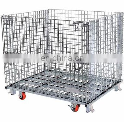 galvanized foldable metal turnover box, galvanized foldable storage cage, goldable turnaround box