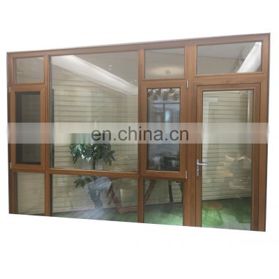 high quality timber look thermal break custom made  aluminum large windows and glass doors panel