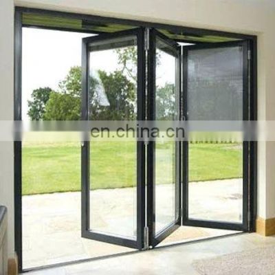 Cheap price safety tempered glass inserts blinds aluminum folding door with lock