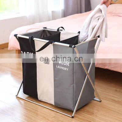 Trendy Multi Purpose New Modern Storage Double Folding Collapsible Laundry Basket