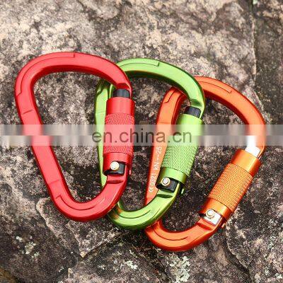 JRSGS 25kN D-shaped Aluminum Screw Locking Camping Climbing Hiking Carabiner Snap Hook S7103TN