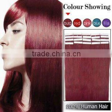 Brazilian Red Color Remy Hair Skin Weft /PU Weft/Tape Hair Extension
