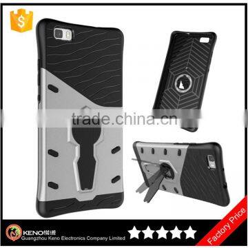 Hot selling Durable Armor case for Huawei P8 Lite Hybrid TPU PC Impact-resist back cover case with kickstand