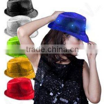 LED Flashing Fedora Hat with Sequins