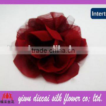 Vivid Red Handmade Artificial Fabric Corsage