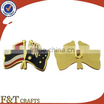 Fashion soft enamel plating gold metal flag badge/national flag pin badge