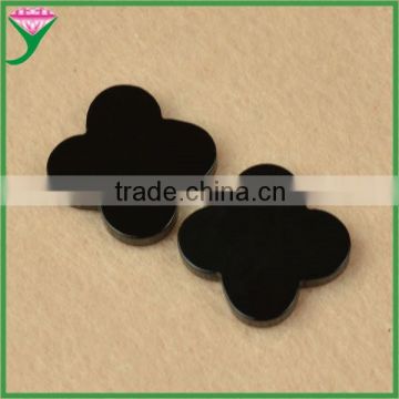 buyers wholesale four leaf clover double flat slices rough natural black agate
