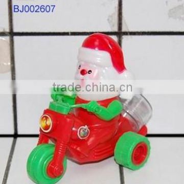 Funny toy Christmas santa friction pull back motorcycle