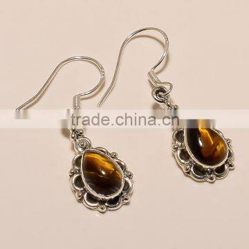 E0195-925 STERLING SILVER TIGER EYE EARRING 4.39