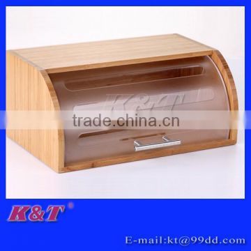 Fine quality Flip kitchen wooden and plastic lid bread box