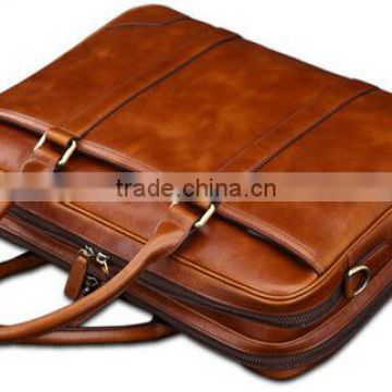 top quality cow leather briefcase for men,brown genuine leather briefcase