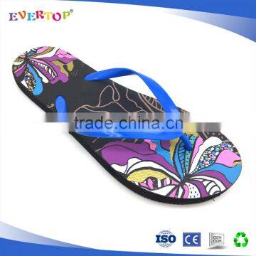 Hot selling blue pvc strap black shoes platform flip flop