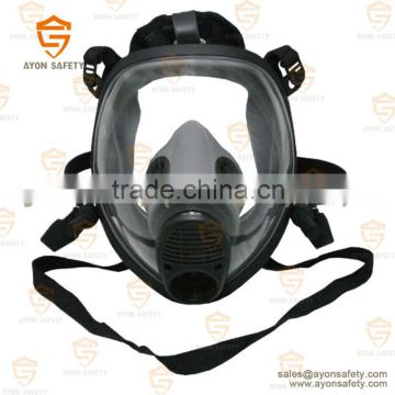 Spherical anti-gas full face gas mask with single/double connector with anti fog lens -Ayonsafety