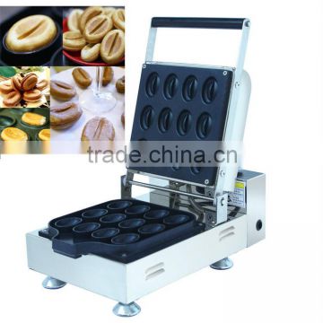 12pcs Commercial 110V /220v Electric Non-stick Coffee Beans Waffle Maker, coffee beans cake for snack and dessert shop