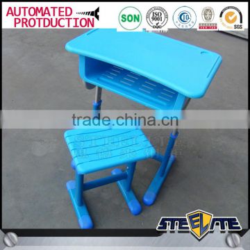 durable adjustable kids plastic attached school desks and chair