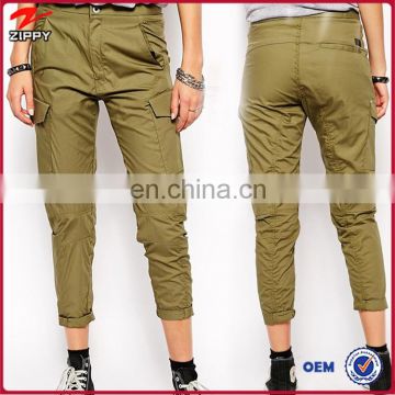 Cargo pants woth 3/4 length khaki ladies cargo pants