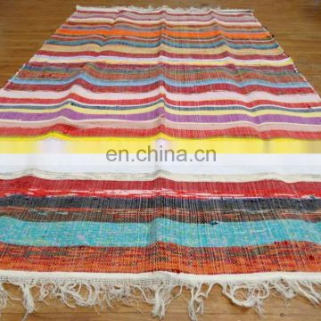 Indian Yoga Mat Hand Woven Chindi Rag Rug Floor Runner Recycled Carpet Dari
