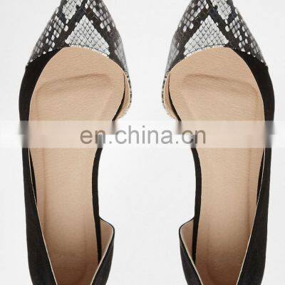 New style high quality snake prints pointed toe ladies flat footwear pumps shoe women flat fancy sandals shoes